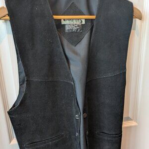 Vintage 80's Black suede vest men's Medium